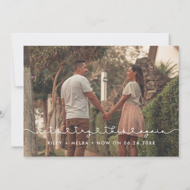 Cute connecting heart font Let's try this again Announcement (Front)