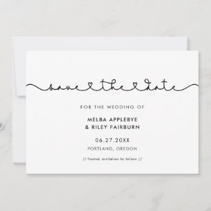 Cute connecting heart font save the date