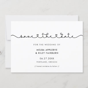Cute connecting heart font  save the date