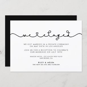 Cute connecting heart font We eloped announcement