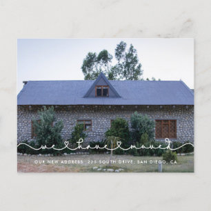 Cute connecting heart font We have moved Postcard