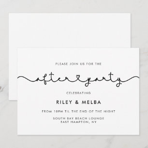 Cute connecting heart font wedding after party invitation