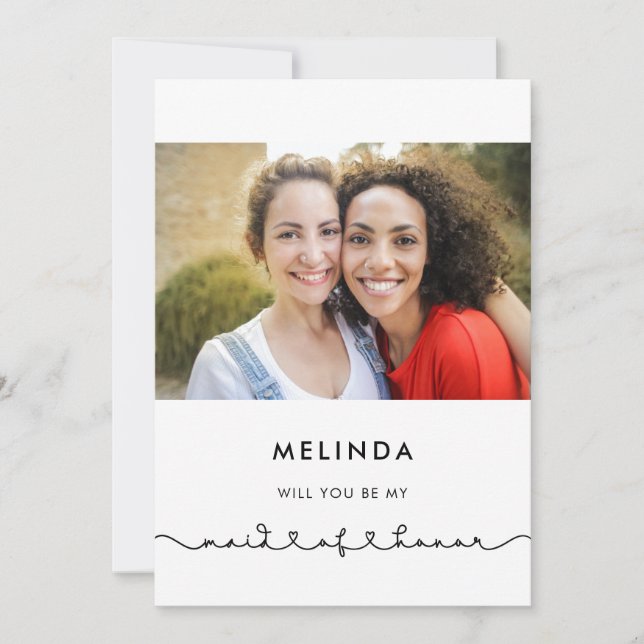 Cute connecting heart Maid of Honour proposal card (Front)