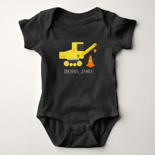 cute construction add name baby boys bodysuit