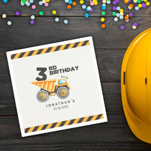 Cute Construction Birthday Boy Party 3th Years Napkin