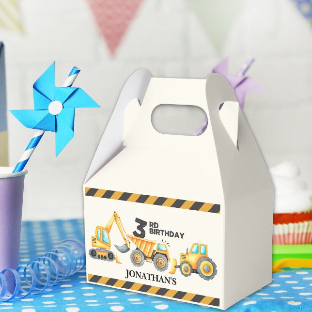 Cute Construction Birthday Party 3th Years Favour Box (Creator Uploaded)