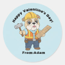 Cute Construction Bulldog  Valentine 