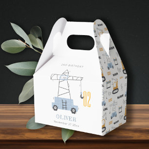 Cute Construction Crane Kids Any Age Birthday Favour Box