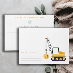 Cute Construction Crane Vehicle Any Age Birthday Envelope