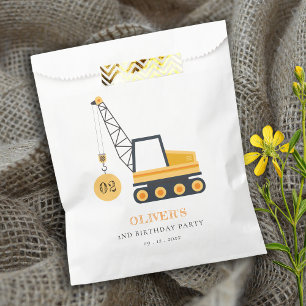 Cute Construction Crane Vehicle Any Age Birthday Favour Bag