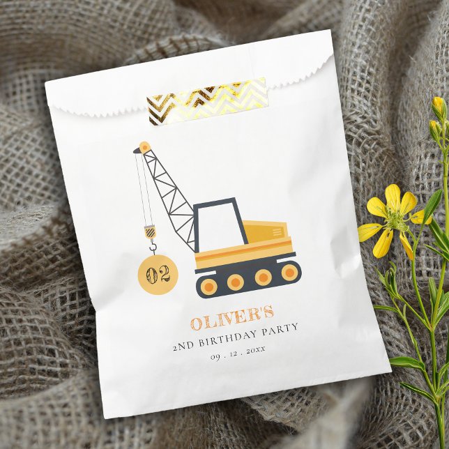 Cute Construction Crane Vehicle Any Age Birthday Favour Bag (Creator Uploaded)