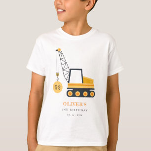 Cute Construction Crane Vehicle Any Age Birthday T-Shirt