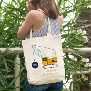 Cute Construction Crane Vehicle Any Age Birthday Tote Bag