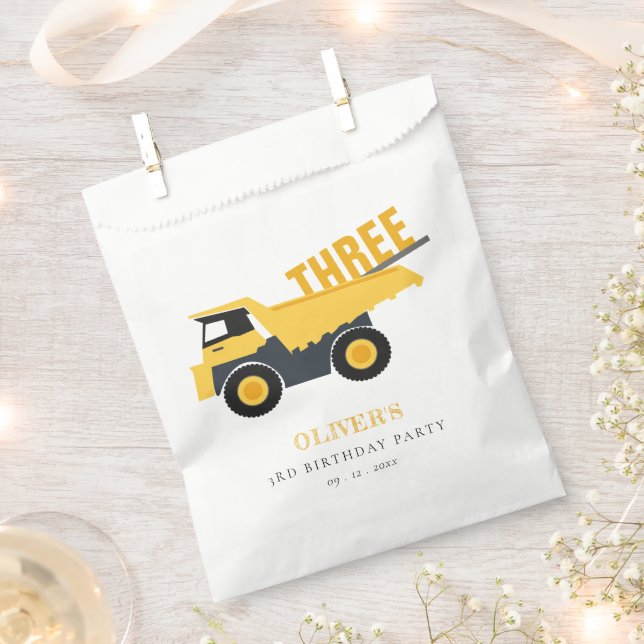 Cute Construction Dump Truck Any Age Birthday Favour Bag (Clipped)