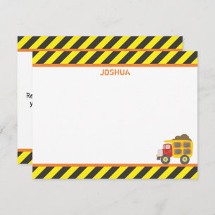 Cute Construction Dump Truck Boy's Stationery Card