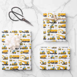 Cute Construction Dump Trucks Pattern Gifts Wrapping Paper Sheet