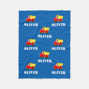 Cute construction dumptruck boys fleece blanket