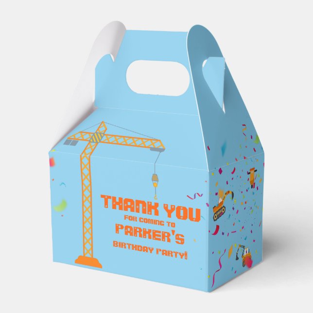 Cute Construction Theme Kid's Birthday Party Favour Box (Front Side)