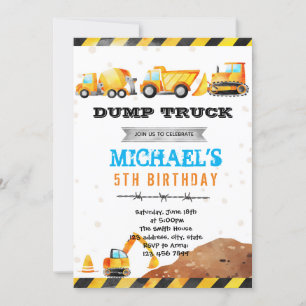 Cute construction theme party invitation