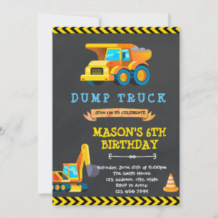 Cute construction truck invitation