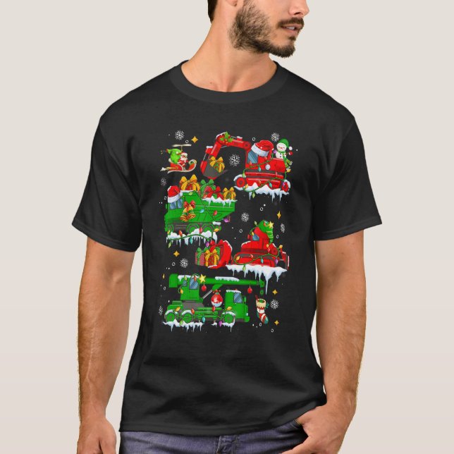 Cute Construction Vehicle Christmas Lights Truck K T-Shirt (Front)