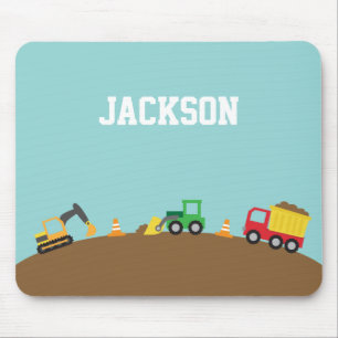 Cute Construction Vehicles Boys Personalised Mouse Pad
