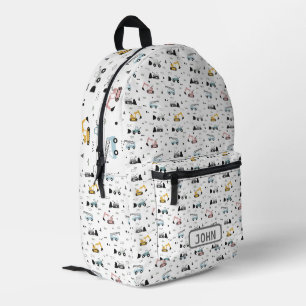 Cute Construction Vehicles Pattern Printed Backpack