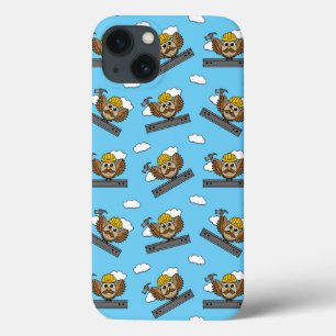 Cute Construction Worker Owl with Hard Hat Cartoon iPhone 13 Case
