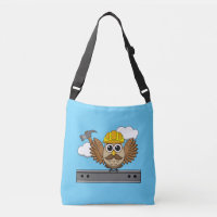 Cute Construction Worker Owl with Hard Hat Cartoon