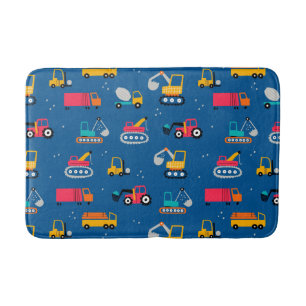 Cute Contruction Movers Pattern Bath Mat