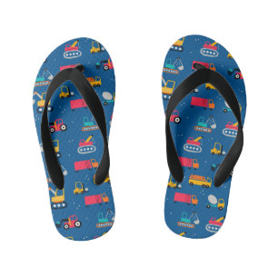 Cute Contruction Movers Pattern Kid's Thongs