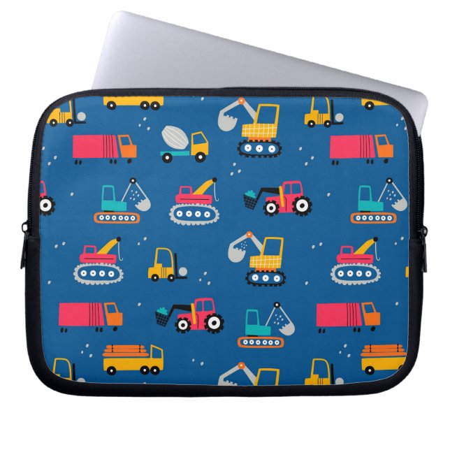 Cute Contruction Movers Pattern Laptop Sleeve (Front)