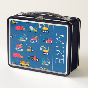 Cute Contruction Movers Pattern Metal Lunch Box