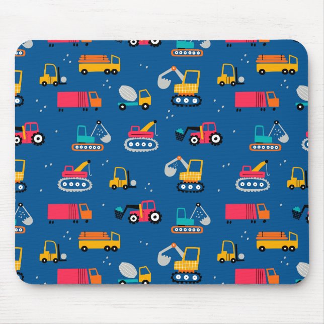 Cute Contruction Movers Pattern Mouse Pad (Front)