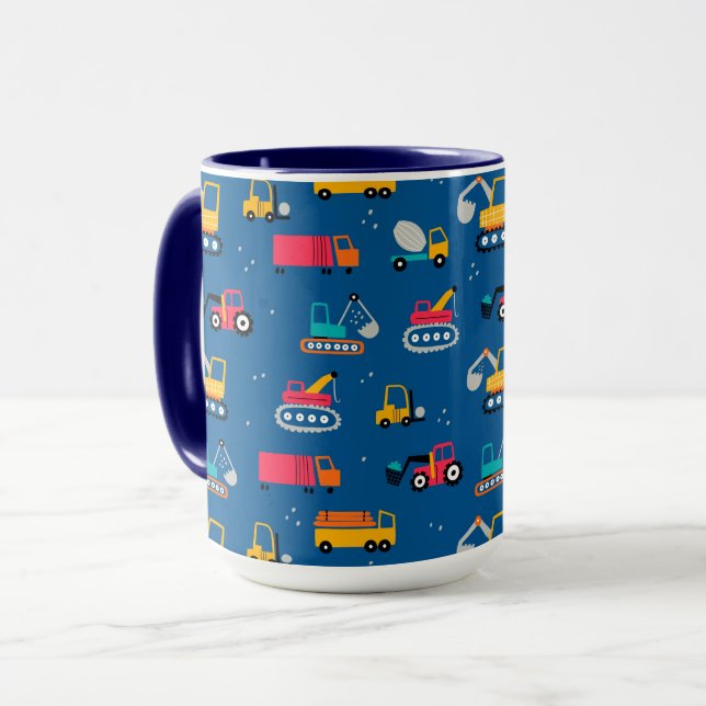 Cute Contruction Movers Pattern Mug (Front Left)