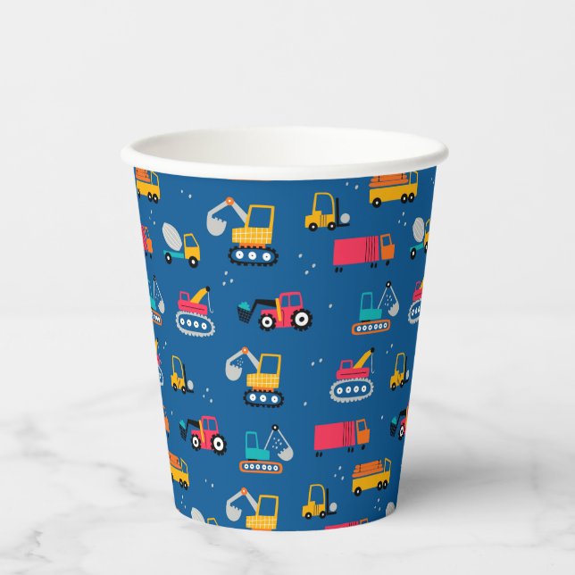 Cute Contruction Movers Pattern Paper Cups (Front)