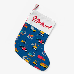 Cute Contruction Movers Pattern Small Christmas Stocking
