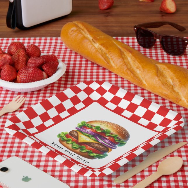 Cute cook out hamburger customisable party  paper plate (Picnic)