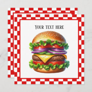 Cute cook out hamburger customizable party Paper Invitation