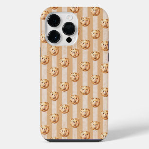 Cute Cookie Chip Teddy Bear and Stripe iPhone 14 Pro Max Case