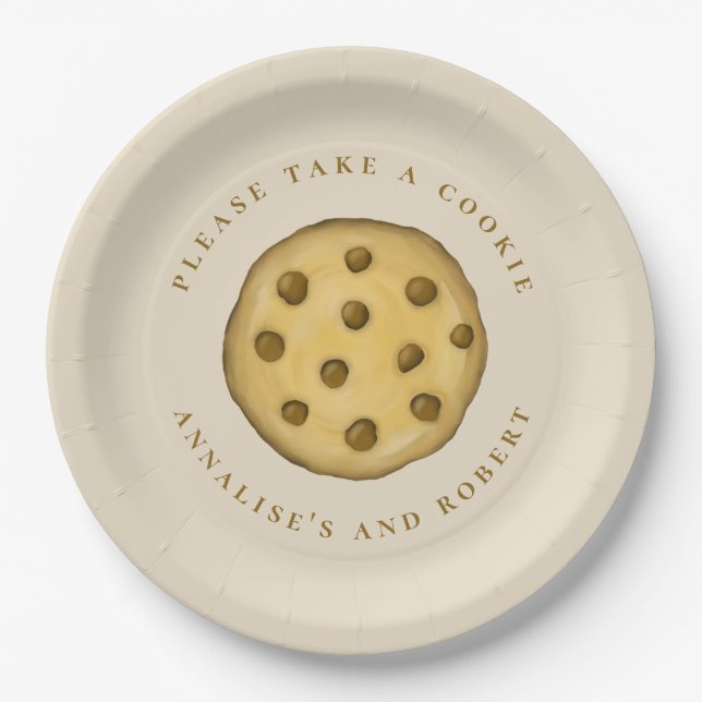 Cute Cookie Dessert Simple Chocolate Chip  Paper Plate (Front)