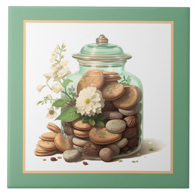 Cute cookie jar bakery business home crafting  ceramic tile (Front)