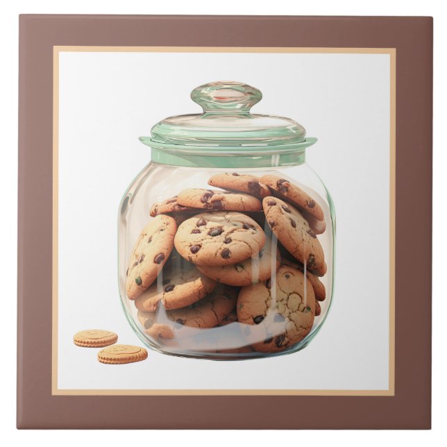 Cute cookie jar bakery business home crafting ceramic tile (Front)