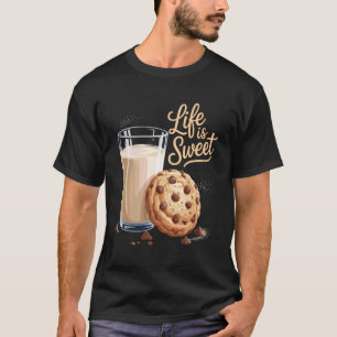 Cute Cookie Milk Sweet Snack Lovers National Cooki T-Shirt