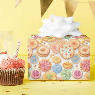 Cute cookie party tiled pattern wrapping paper