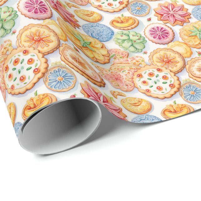 Cute cookie party tiled pattern wrapping paper (Roll Corner)