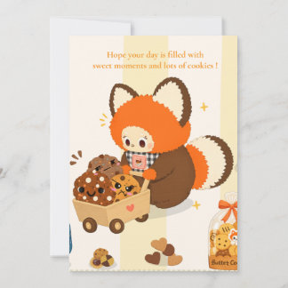 Cute Cookie Red Panda Blank Card | Personalized