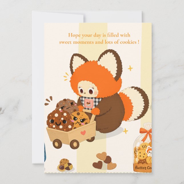 Cute Cookie Red Panda Blank Card | Personalized (Back)