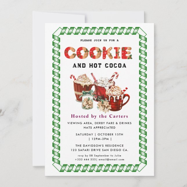 Cute Cookies and Cocoa Holiday Party Invitation (Front)