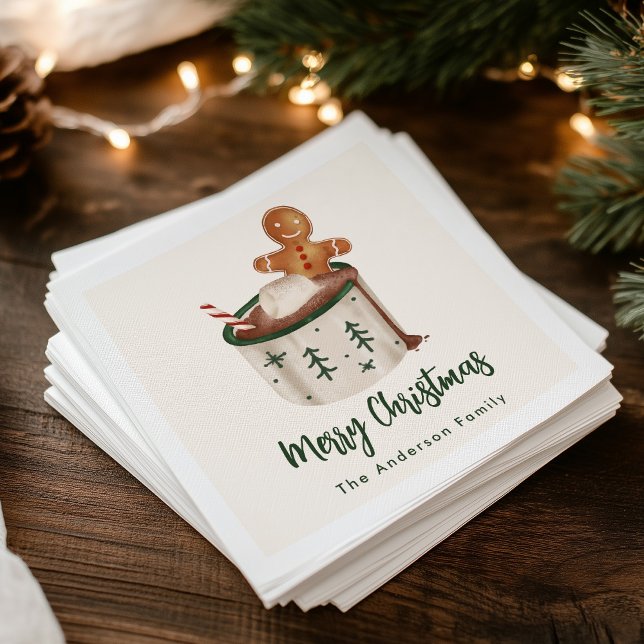 Cute Cookies and Cocoa Warm Wishes Holiday Napkin (Creator Uploaded)